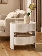 White Nomad Curve 2 Drawer with Shelf Bedside Table - Image 3 of 12