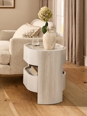 White Nomad Curve 2 Drawer with Shelf Bedside Table - Image 5 of 12