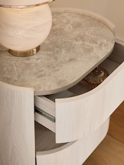 White Nomad Curve 2 Drawer with Shelf Bedside Table - Image 6 of 12