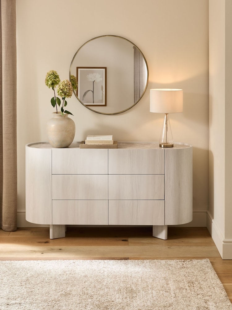 White Nomad Curve 6 Drawer Wide Chest - Image 1 of 12 White Nomad Curve 6 Drawer Wide Chest - Image 1 of 12