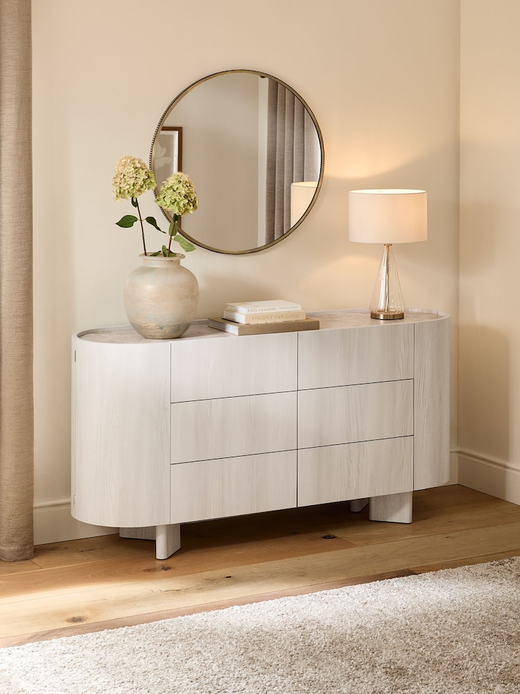 White Nomad Curve 6 Drawer Wide Chest - Image 2 of 12 White Nomad Curve 6 Drawer Wide Chest - Image 2 of 12