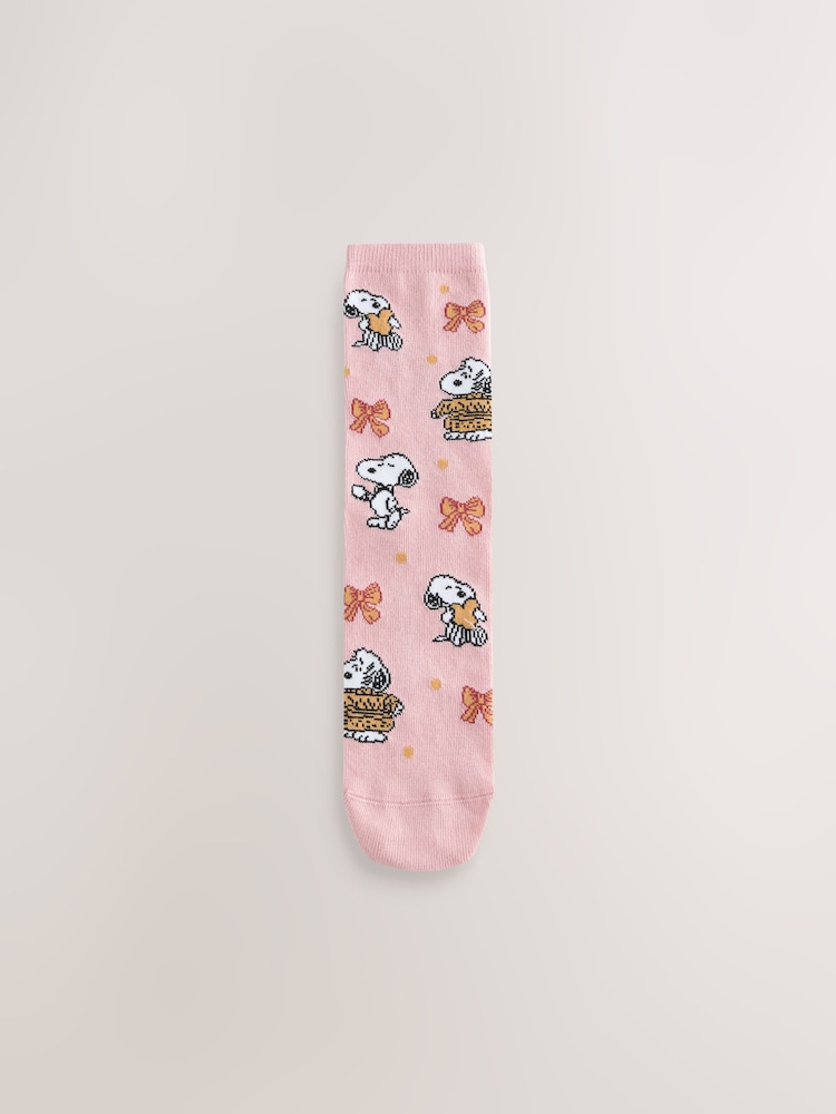 Rust Brown/Green/Pink Snoopy Licensed Ankle Socks 4 Pack - Image 2 of 7