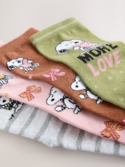 Rust Brown/Green/Pink Snoopy Licensed Ankle Socks 4 Pack - Image 6 of 7