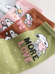 Rust Brown/Green/Pink Snoopy Licensed Ankle Socks 4 Pack - Image 7 of 7