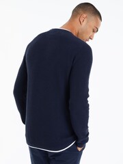 Threadbare Navy Crew Neck Jumper With Mock T-Shirt - Image 2 of 4