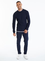 Threadbare Navy Crew Neck Jumper With Mock T-Shirt - Image 3 of 4