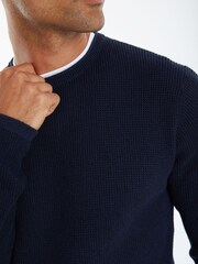 Threadbare Navy Crew Neck Jumper With Mock T-Shirt - Image 4 of 4