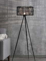 Black Kai Rattan Tripod Floor Lamp - Image 1 of 6