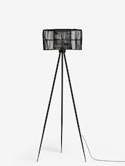Black Kai Rattan Tripod Floor Lamp - Image 5 of 6
