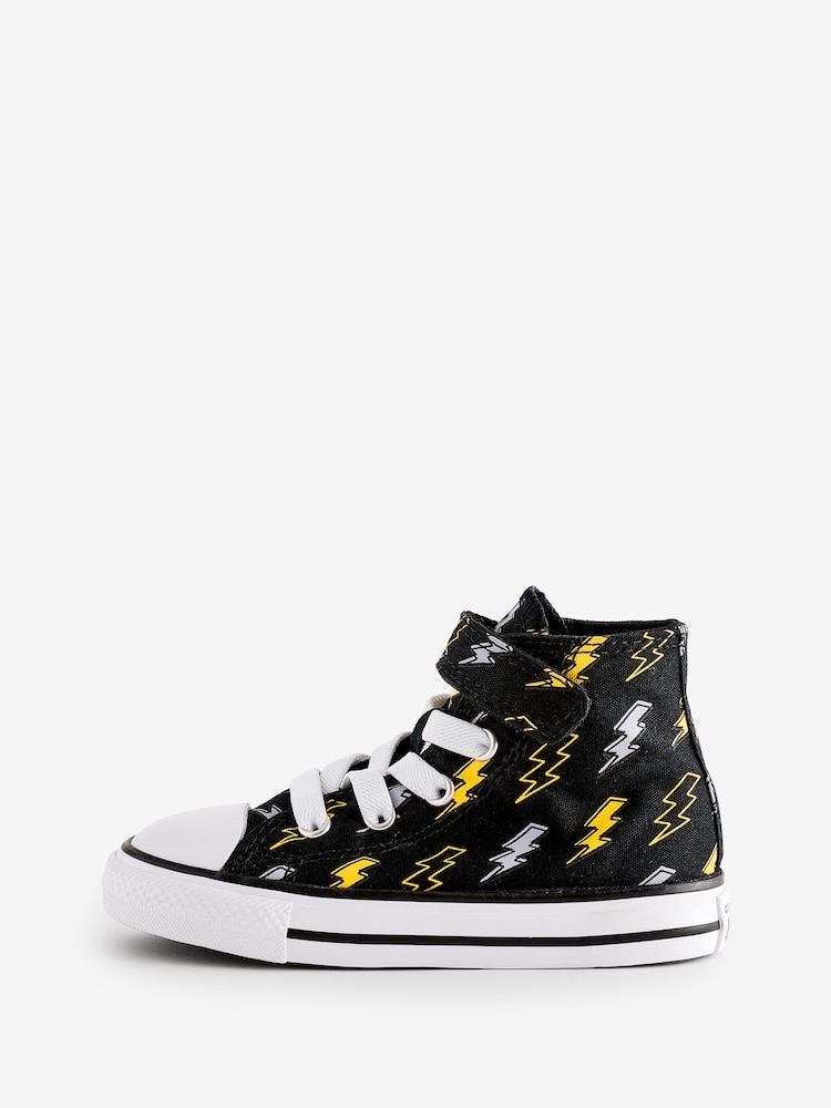 Converse Black Chuck Taylor Lightening Print 1V Infant Trainers - Image 2 of 9