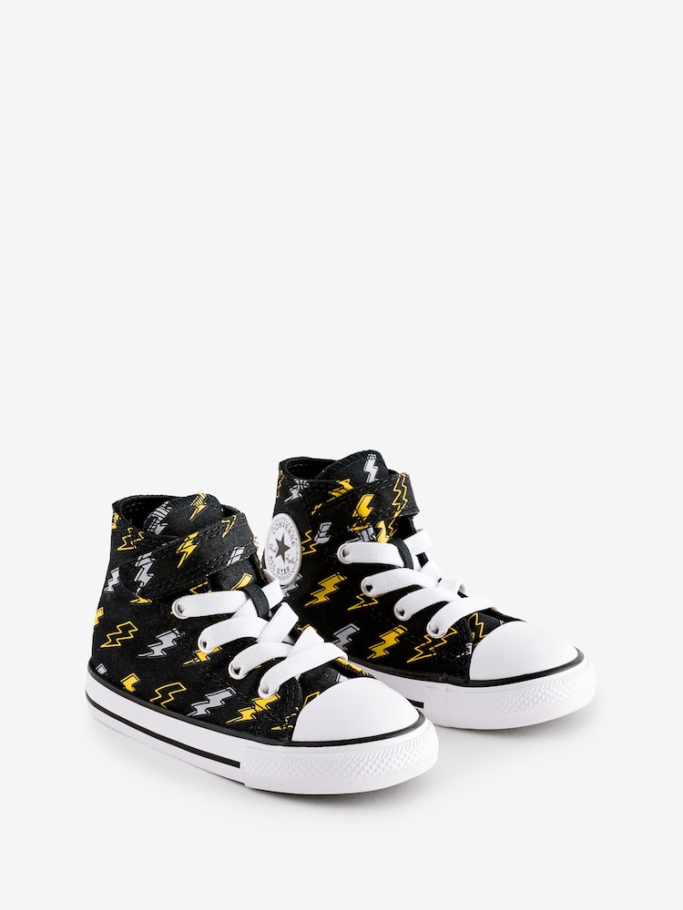 Converse Black Chuck Taylor Lightening Print 1V Infant Trainers - Image 3 of 9