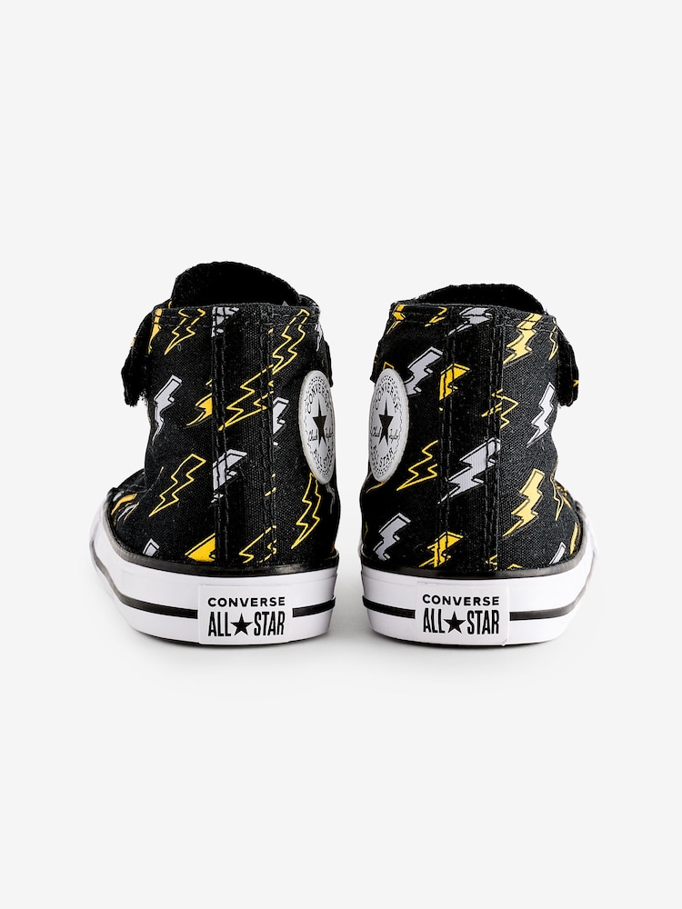 Converse Black Chuck Taylor Lightening Print 1V Infant Trainers - Image 4 of 9