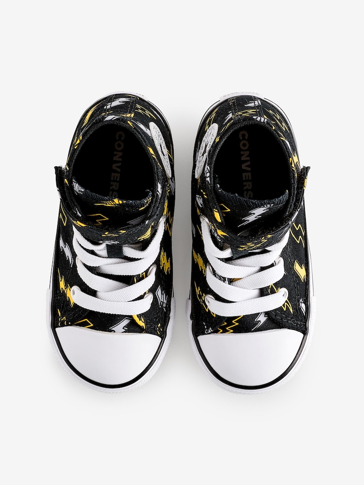 Converse Black Chuck Taylor Lightening Print 1V Infant Trainers - Image 5 of 9