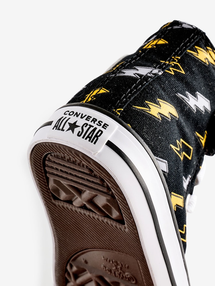 Converse Black Chuck Taylor Lightening Print 1V Infant Trainers - Image 7 of 9