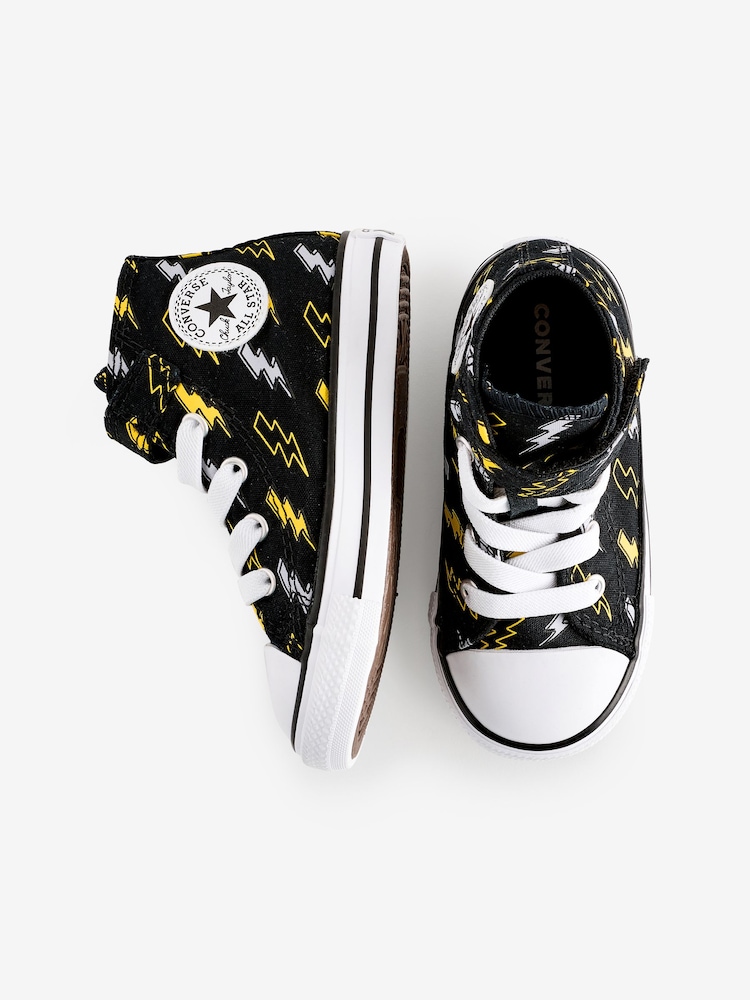 Converse Black Chuck Taylor Lightening Print 1V Infant Trainers - Image 9 of 9
