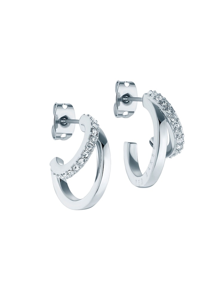 Ted Baker Silver Tone HELIAS: Crystal Multi Hoop Earrings - Image 1 of 4