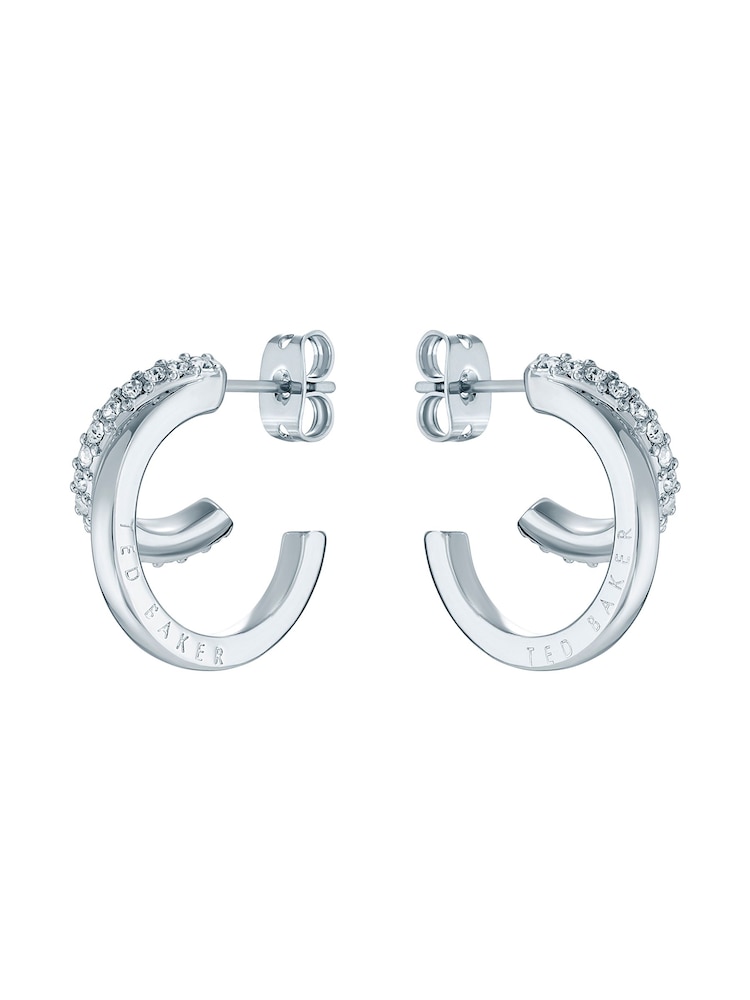 Ted Baker Silver Tone HELIAS: Crystal Multi Hoop Earrings - Image 3 of 4