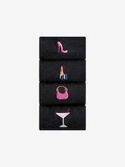 Roza Pretty - Nogavice z vezenim motivom za gležnje 4 Pack - Slika 1 iz 4