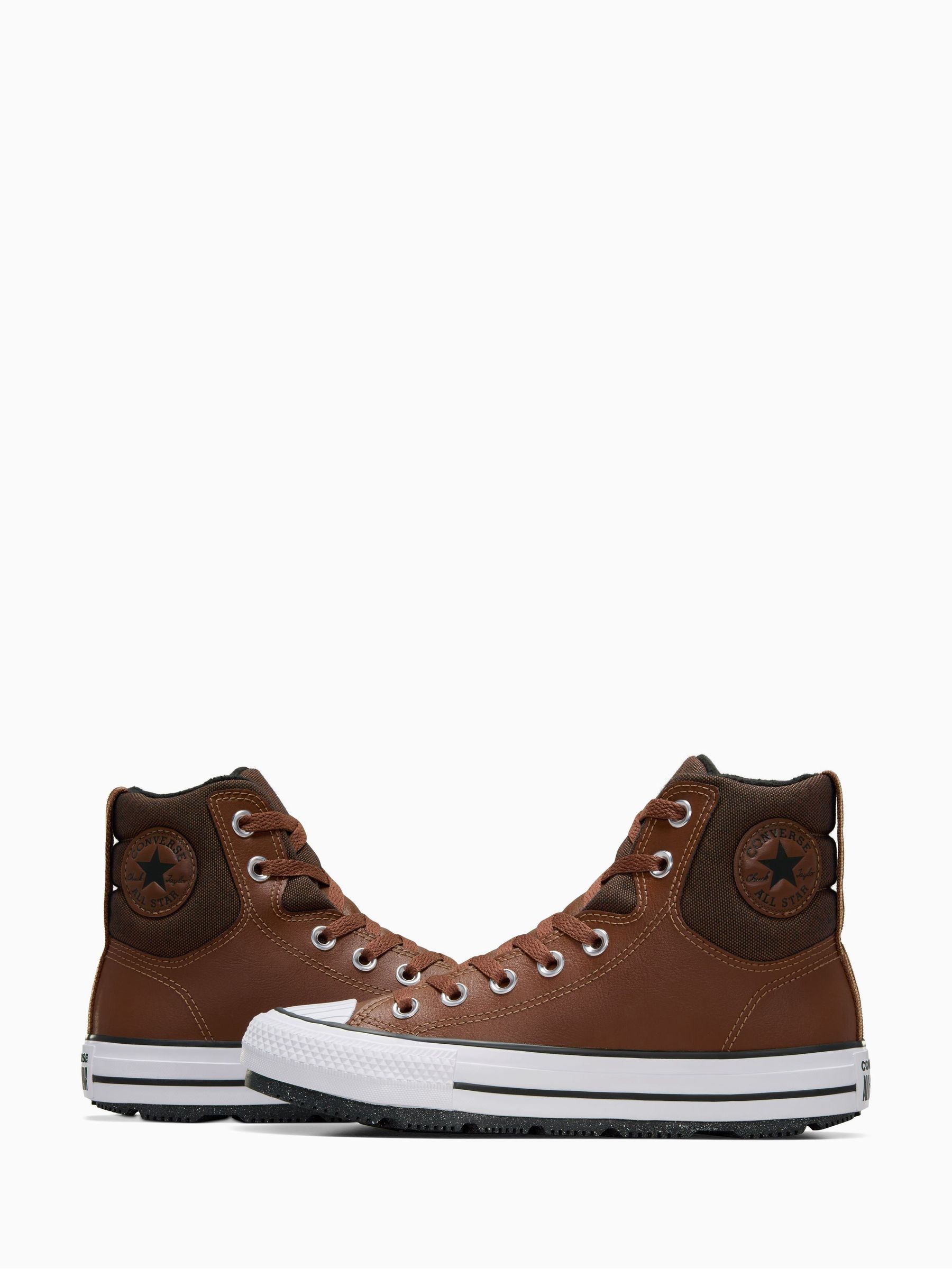 Womens brown leather converse boots best sale