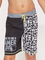 Harry Bear Black/Grey Boys Swim Shorts - Image 1 of 4