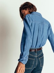 Boden Blue Sienna Crop Relax Denim Shirt - Image 2 of 4