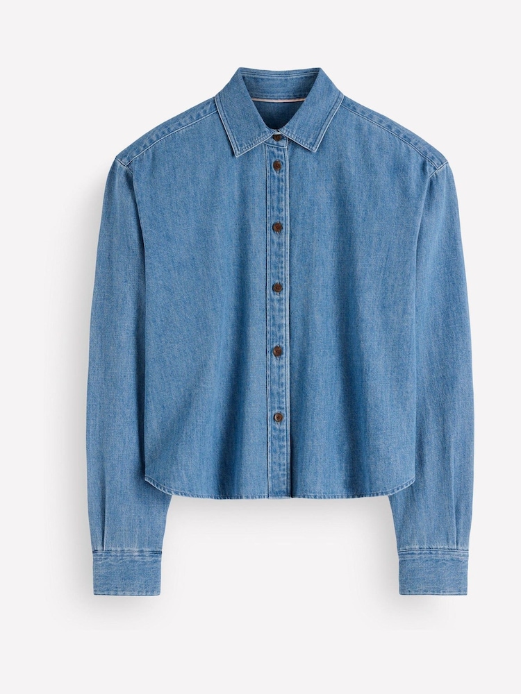 Boden Blue Sienna Crop Relax Denim Shirt - Image 4 of 4 Boden Blue Sienna Crop Relax Denim Shirt - Image 4 of 4