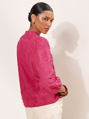 Lipsy Pink 3/4 Sleeve Embroidered Grandad Blouse - Image 4 of 4