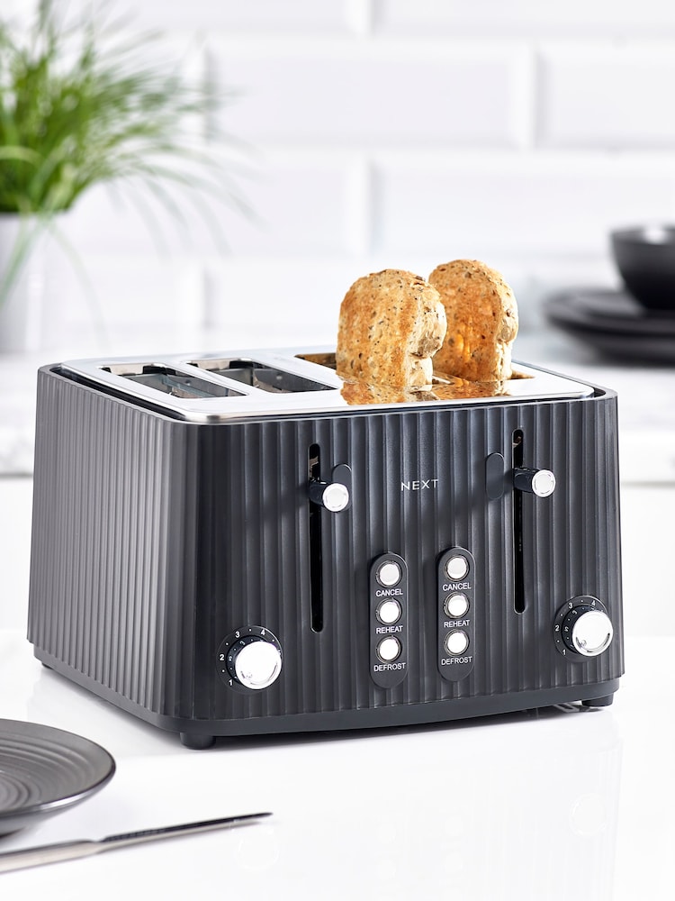 Black Sleek 4 Slice Toaster - Image 1 of 4