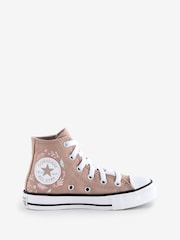 Converse Brown Chuck Taylor Floral Embroidered Junior Trainers - Image 1 of 9