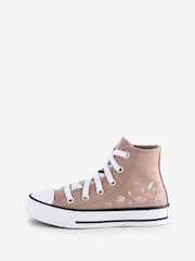 Converse Brown Chuck Taylor Floral Embroidered Junior Trainers - Image 2 of 9
