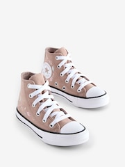 Converse Brown Chuck Taylor Floral Embroidered Junior Trainers - Image 4 of 9