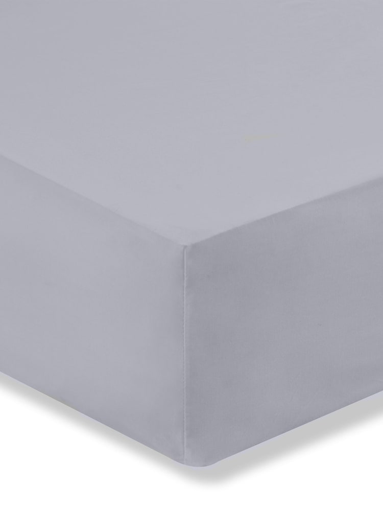 Bianca Grey 200 Thread Count 100% Cotton Percale Extra Deep Fitted Sheet - Image 1 of 2