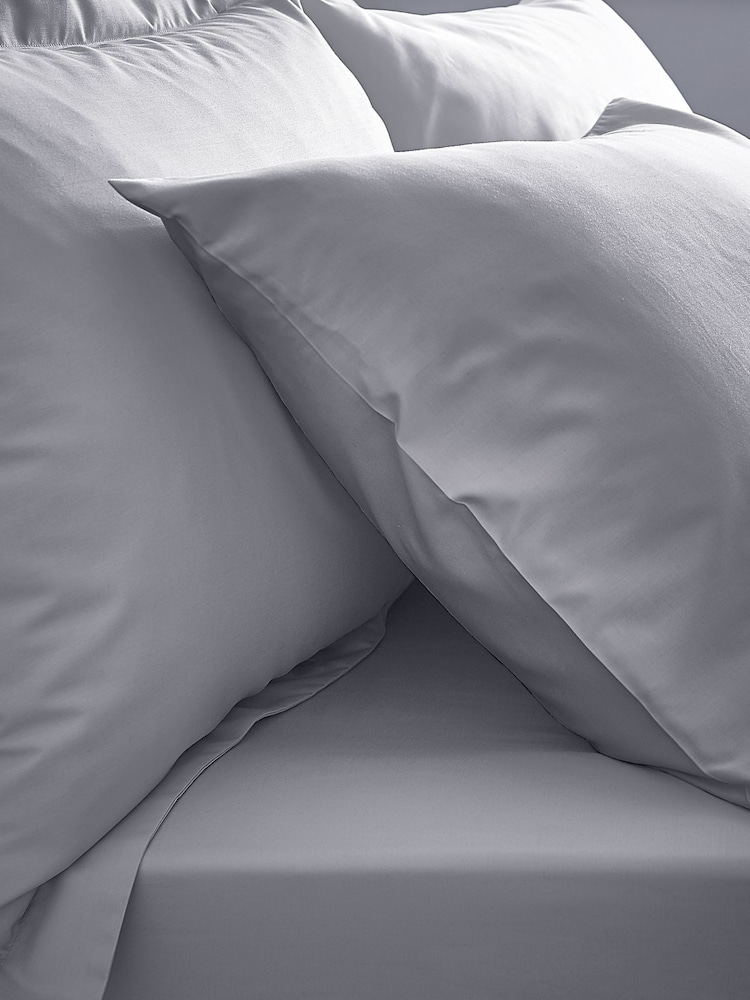 Bianca Grey 200 Thread Count 100% Cotton Percale Extra Deep Fitted Sheet - Image 2 of 2