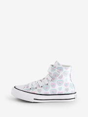 Converse Pink Junior Chuck Taylor Rainbow Heart 1V Trainers - Image 2 of 9