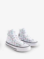 Converse Pink Junior Chuck Taylor Rainbow Heart 1V Trainers - Image 3 of 9