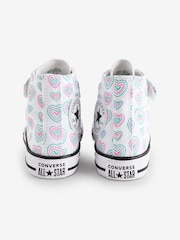 Converse Pink Junior Chuck Taylor Rainbow Heart 1V Trainers - Image 4 of 9