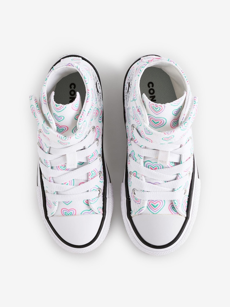 Converse Pink Junior Chuck Taylor Rainbow Heart 1V Trainers - Image 5 of 9