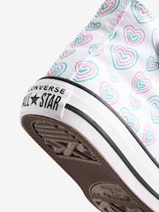 Converse Pink Junior Chuck Taylor Rainbow Heart 1V Trainers - Image 8 of 9