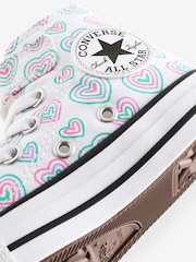 Converse Pink Junior Chuck Taylor Rainbow Heart 1V Trainers - Image 9 of 9