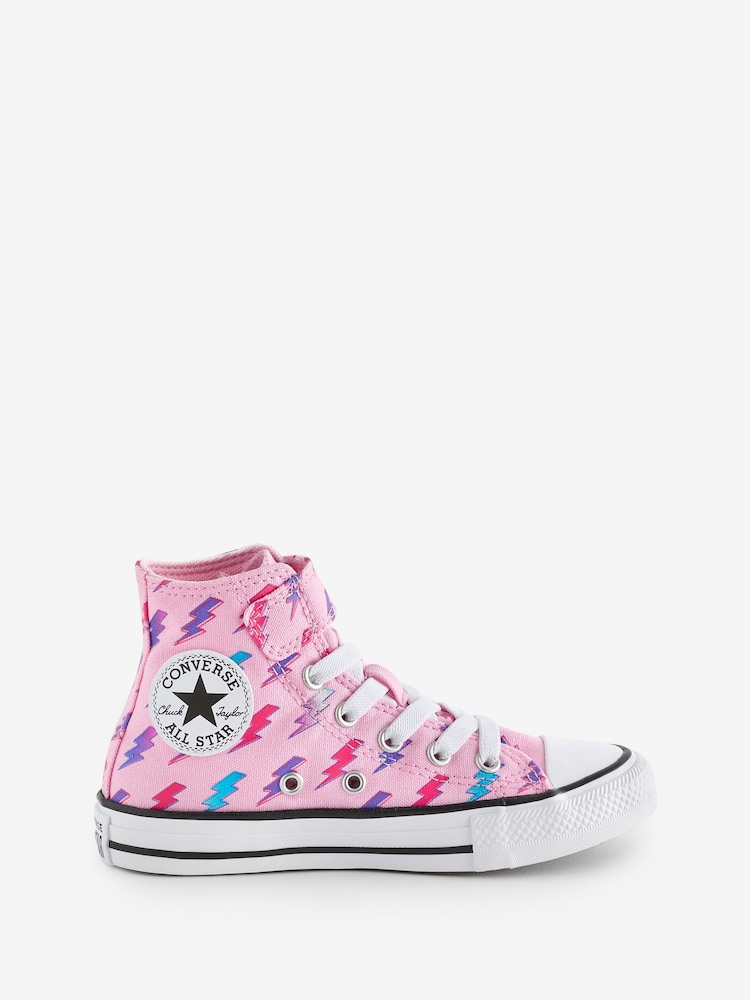 Converse Pink Junior Chuck Taylor Lightening Bolt 1V Trainers - Image 1 of 9 Converse Pink Junior Chuck Taylor Lightening Bolt 1V Trainers - Image 1 of 9
