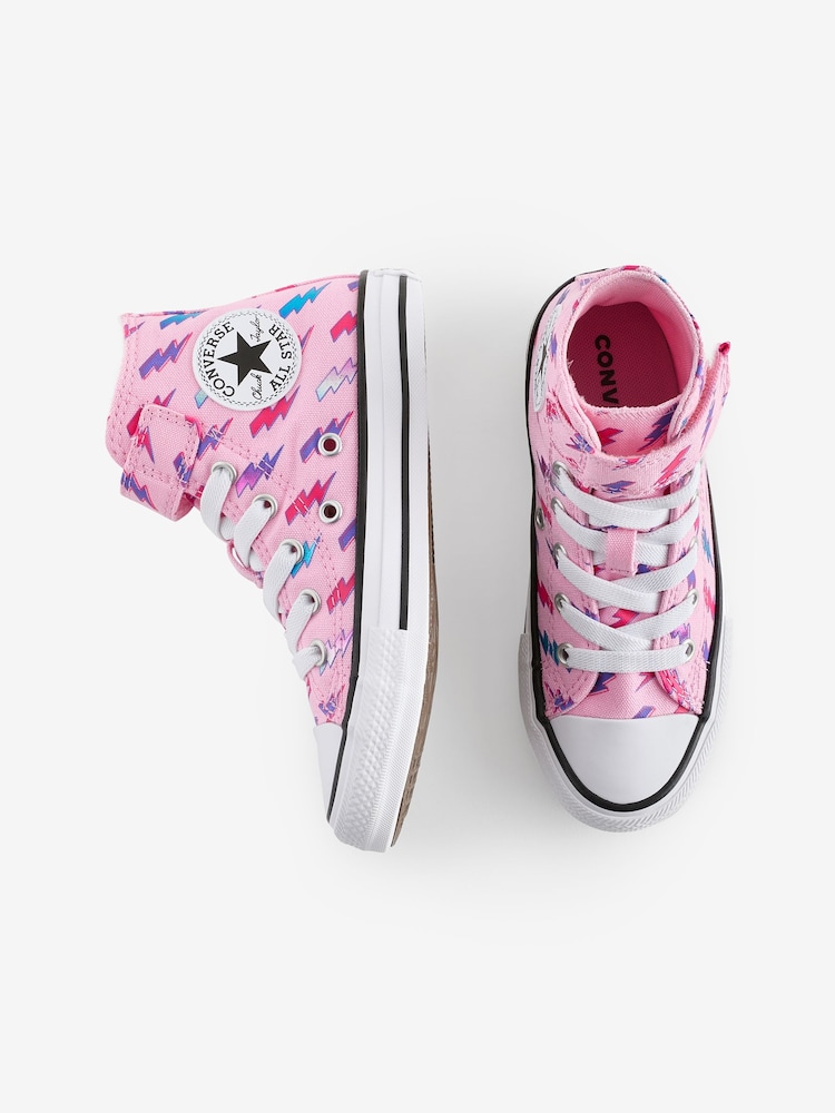 Converse Pink Junior Chuck Taylor Lightening Bolt 1V Trainers - Image 9 of 9