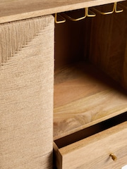 French Connection Mango Wood and Woven Cord Tatami Drinks Cabinet - Image 4 of 9