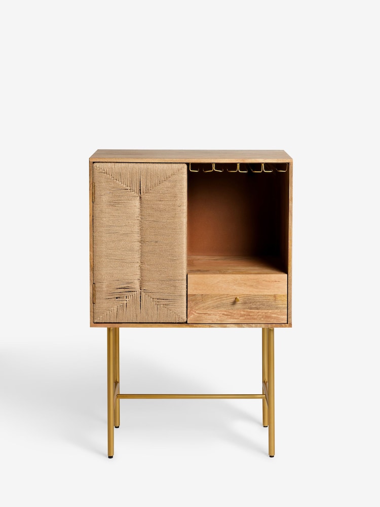 French Connection Mango Wood and Woven Cord Tatami Drinks Cabinet - Image 9 of 9