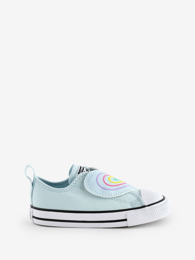 Converse Blue Chuck Taylor Rainbow Heart 1V Easy On Infant Trainers - Image 1 of 9