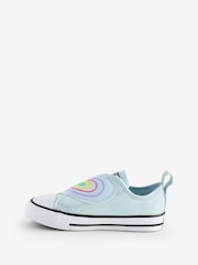 Converse Blue Chuck Taylor Rainbow Heart 1V Easy On Infant Trainers - Image 2 of 9