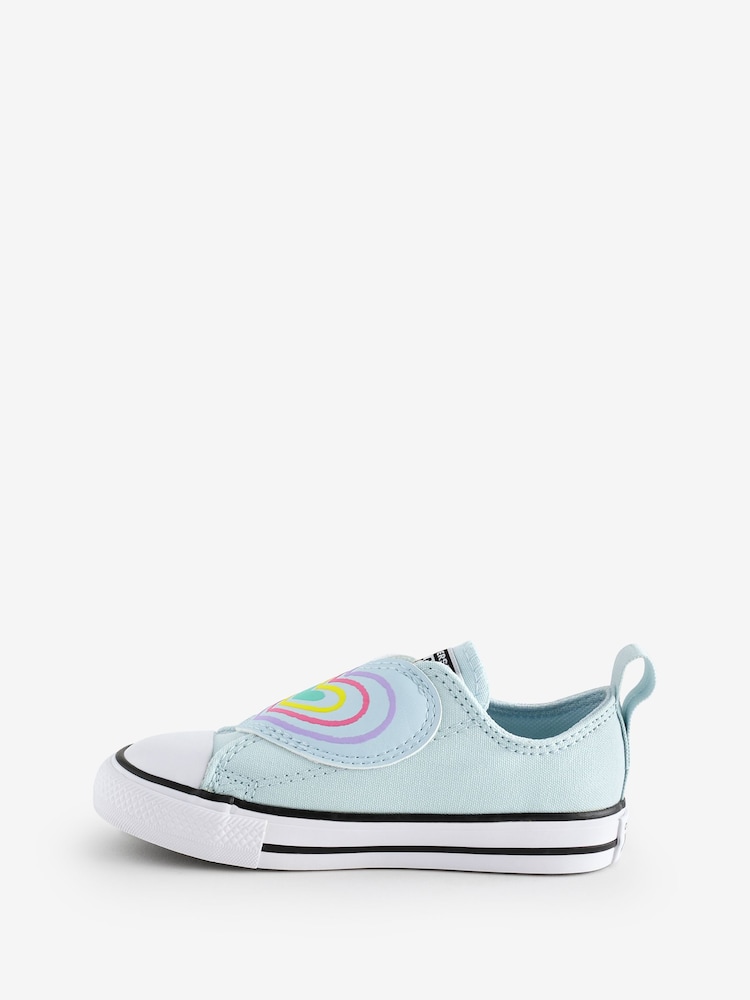 Converse Blue Chuck Taylor Rainbow Heart 1V Easy On Infant Trainers - Image 2 of 9