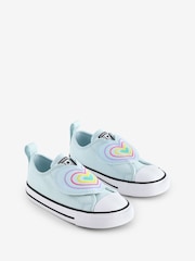 Converse Blue Chuck Taylor Rainbow Heart 1V Easy On Infant Trainers - Image 3 of 9