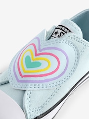 Converse Blue Chuck Taylor Rainbow Heart 1V Easy On Infant Trainers - Image 8 of 9