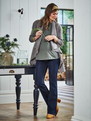 JoJo Maman Bébé Brown Rib Knit Drape Maternity & Nursing Cardigan - Image 3 of 3