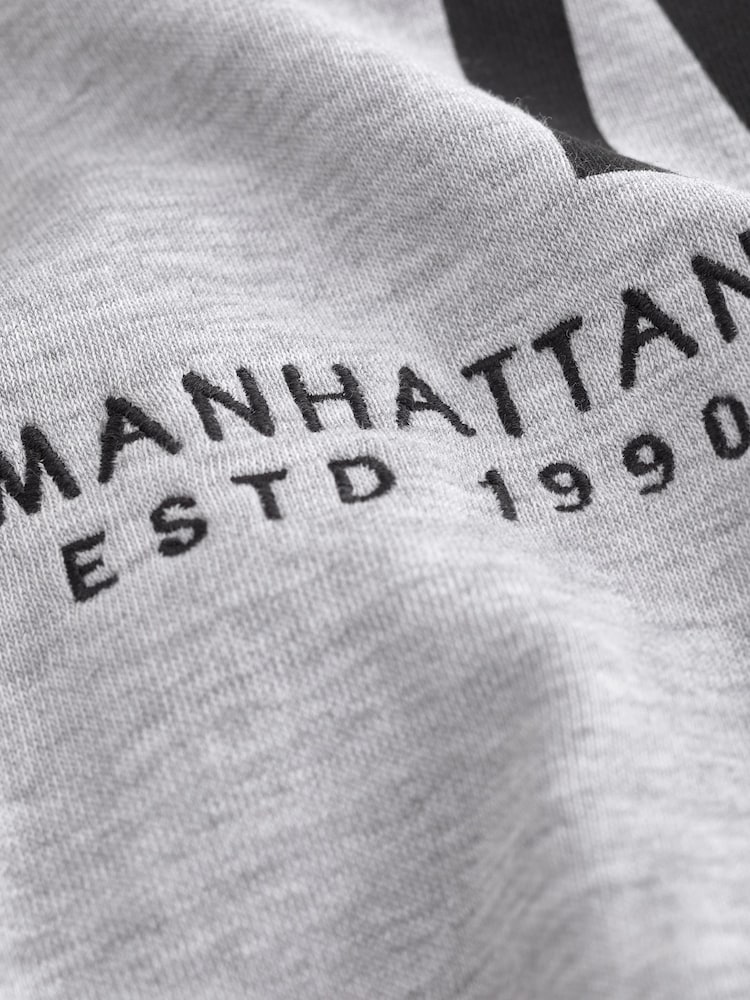 Grey Oversized Relaxed Fit Back Graphic Slogan Longline Hoodie - Image 1 of 5